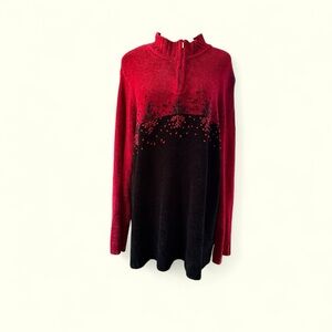 Charter Club Red and Black Cowl Neck Sweater